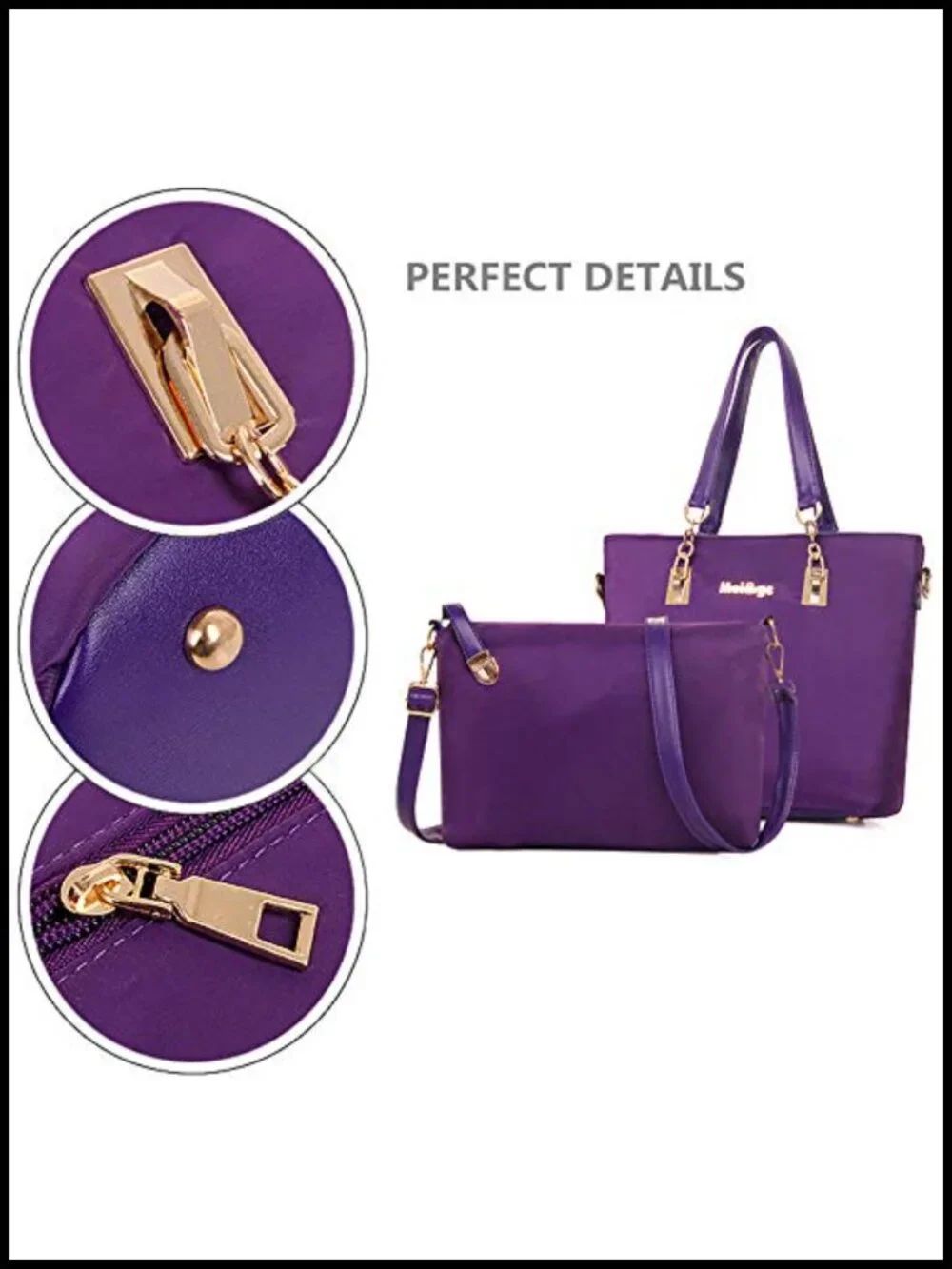 Nylon 6-Piece Shoulder Bag Tote Handbag Purse Wallet Key Case Set